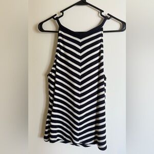 Anthropologie Navy and Cream Striped Knit Top